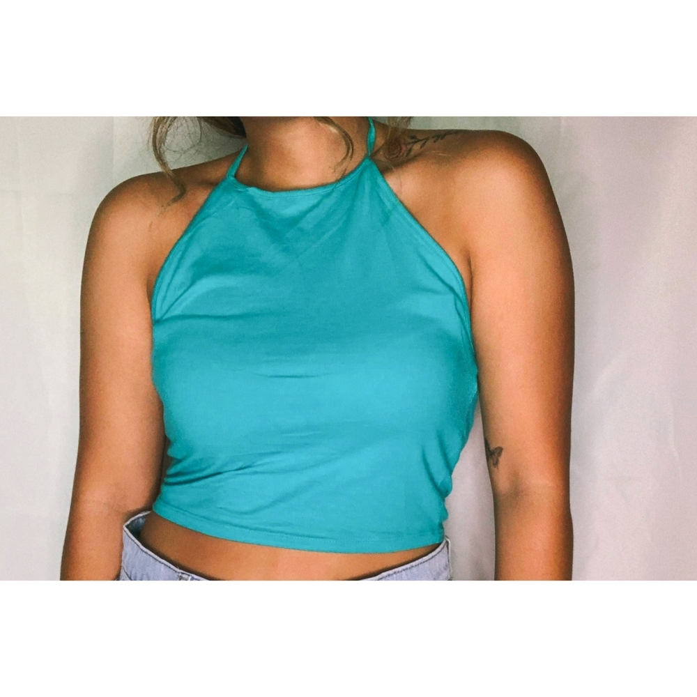 Forever 21 Teal Halter Crop Top